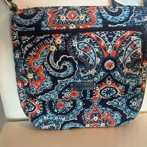 Vera Bradley Navy and Coral Paisley Crossbody Bag